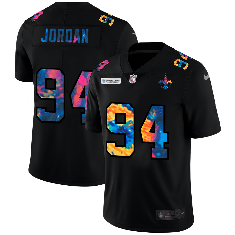 NFL New Orleans Saints #94 Cameron Jordan Men Nike MultiColor Black 2020 Crucial Catch Vapor Untouchable Limited Jersey